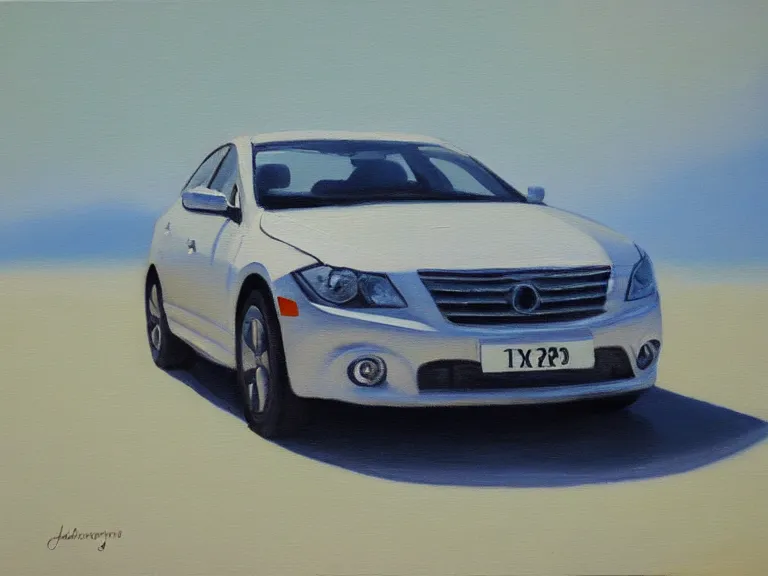 Prompt: car on white background, Oil Painting