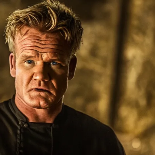 Prompt: gordon ramsey in game of thrones, 4 k, epic, cinematic, focus, movie still, fantasy, serious, extreme detail, atmospheric, dark colour, sharp focus