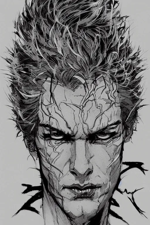 Image similar to portrait of sandman, concept art, sumi - e style, intricate linework, artstation, trending, highly detailed, smooth, focus, art by yoji shinkawa and glenn fabry,