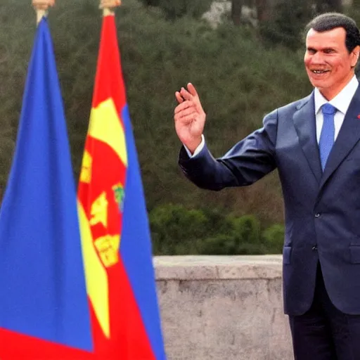 Image similar to spanish president pedro sanchez wearing hugo chavez clothes