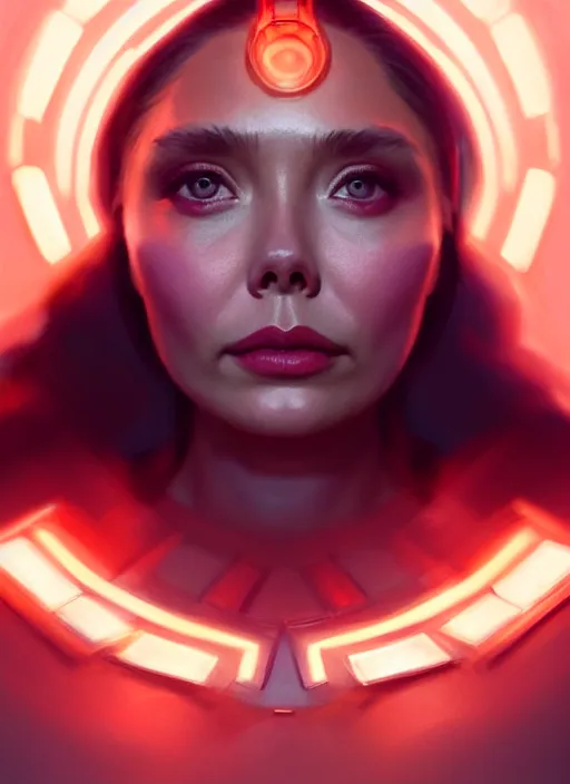 Image similar to portrait of modern darna, elizabeth olsen, intricate, elegant, glowing lights, highly detailed, digital painting, artstation, glamor pose, concept art, smooth, sharp focus, illustration, art by wlop, mars ravelo and greg rutkowski