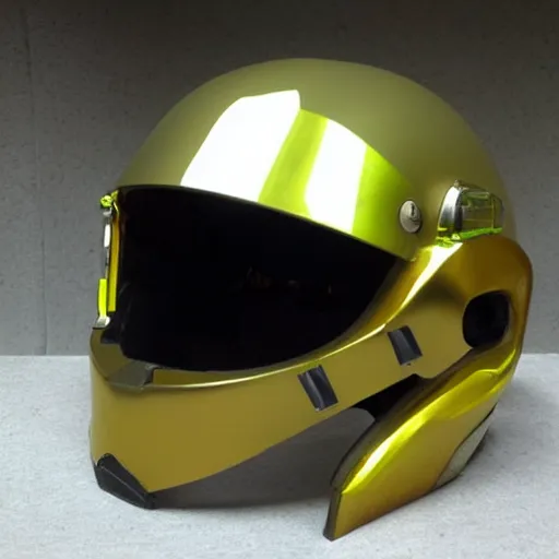 Prompt: Halo spartan helmet, golden visor, reflective