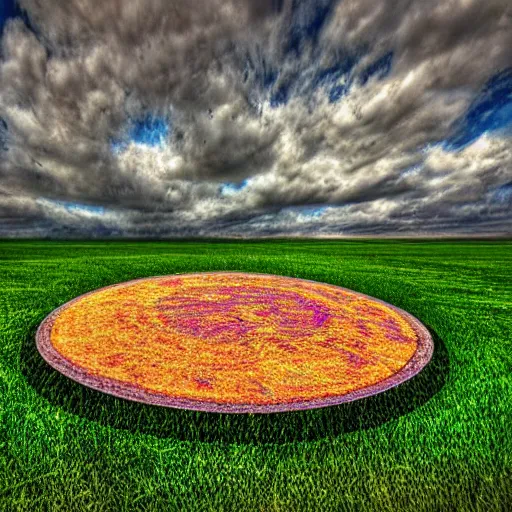 Image similar to UFO Fantasy Art taking a cow crop circle HDR