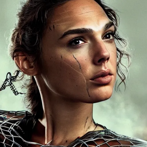 Prompt: gal gadot starring as barb wire in a reboot of the film, promotional poster, uhd