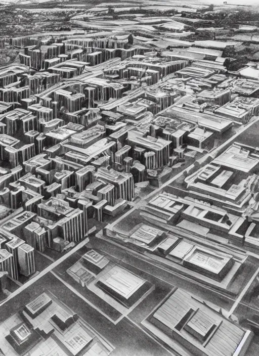 Image similar to brutalist garden city by Denys Lasdun