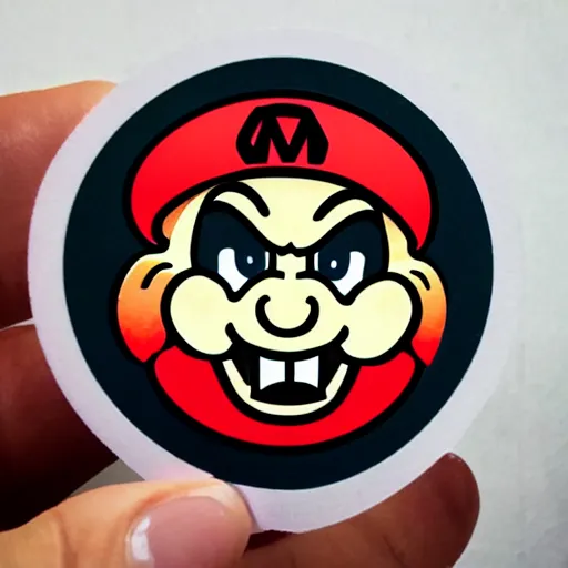 Image similar to die cut sticker, bowser is mario