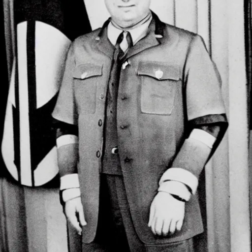 Prompt: doctor nefario from minions rise of gru as a nazi scientist military uniform no hat black and white photo