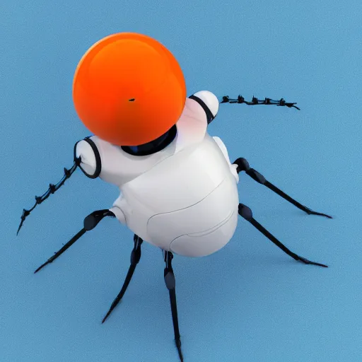 Prompt: 3D render of a robot mosquito with a white background with a orange border and a blue gradient background with two orange circles High detail, octane render