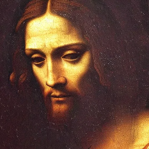 Image similar to Jesus painting by Leonardo da Vinci 4k detail