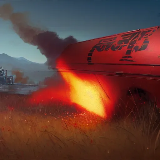 Image similar to red rusty oil - drum with a pack of dynamite on it's side in gta v, stephen bliss, unreal engine, fantasy art by greg rutkowski, loish, rhads, ferdinand knab, makoto shinkai and lois van baarle, ilya kuvshinov, rossdraws, tom bagshaw, global illumination, detailed and intricate environment