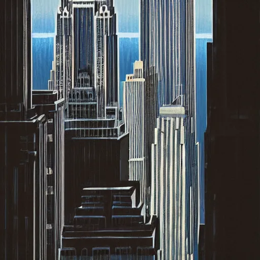 Image similar to drops of water flowing from the windows of the empire state building, long lens, orthogonal perspective, photorealist, panorama, fluid simulation, new york background, detailled, sharp focus, realistic, trending on artstation, cg society, 8 k, unreal