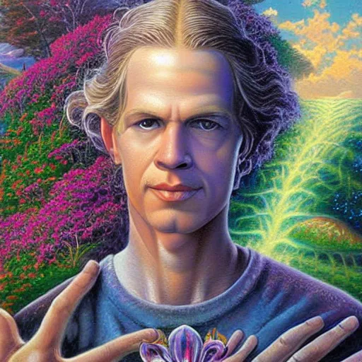 Prompt: Alex Grey art by Thomas Kinkade