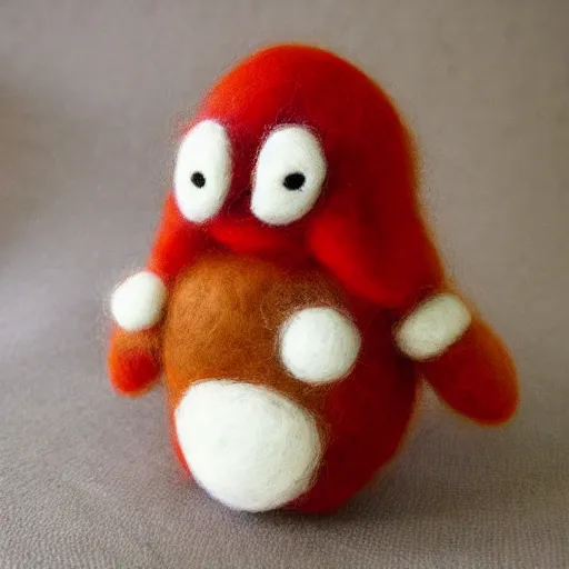 Image similar to a needle felted goomba, video game needle felting art.