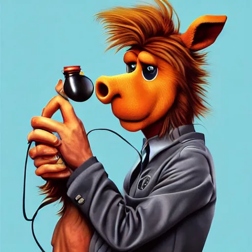 Prompt: alf sitcomportrait, Pixar style, by Tristan Eaton Stanley Artgerm and Tom Bagshaw.