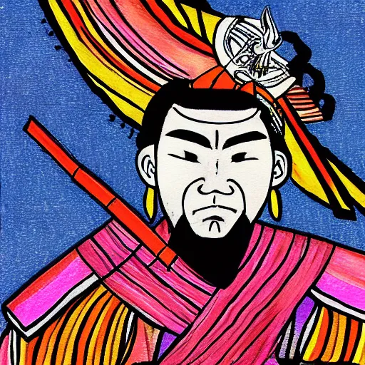 Prompt: painting of a samurai colorful ( ( dither ) )