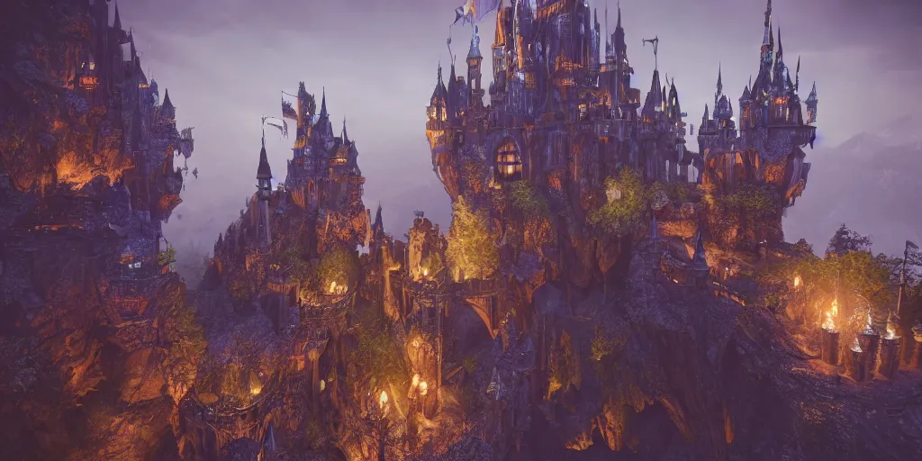 Image similar to a fantasy castle, extremely detailed, Behrens style, unreal 5 render, fantasy digital art, octane render, beautiful composition, trending on artstation, award-winning photograph, masterpiece
