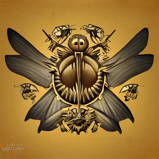 Prompt: Mothra coat of arms