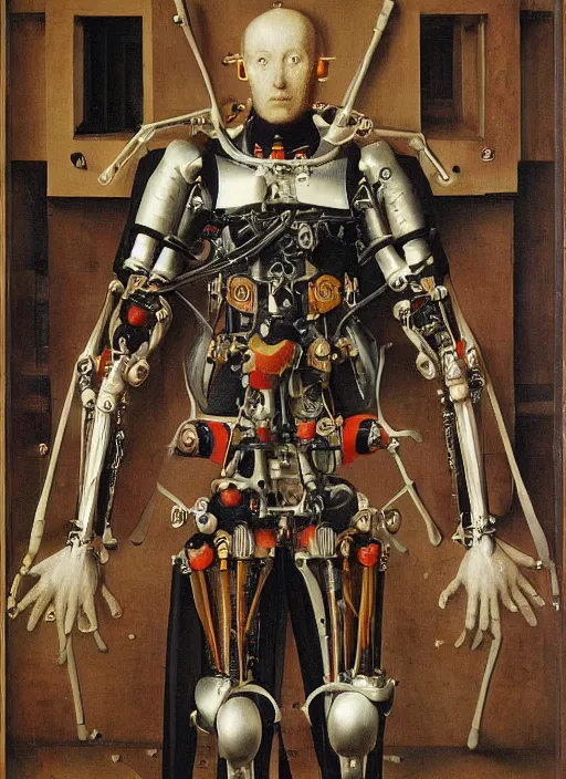 Image similar to cybernetic exoskeleton by Jan van Eyck