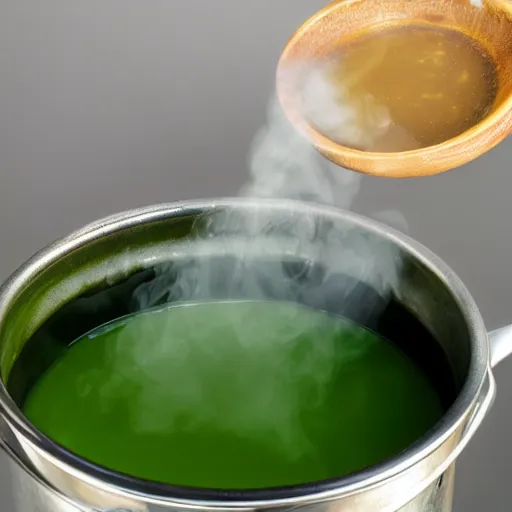 Prompt: brewing universe soup, green steam rising from soup