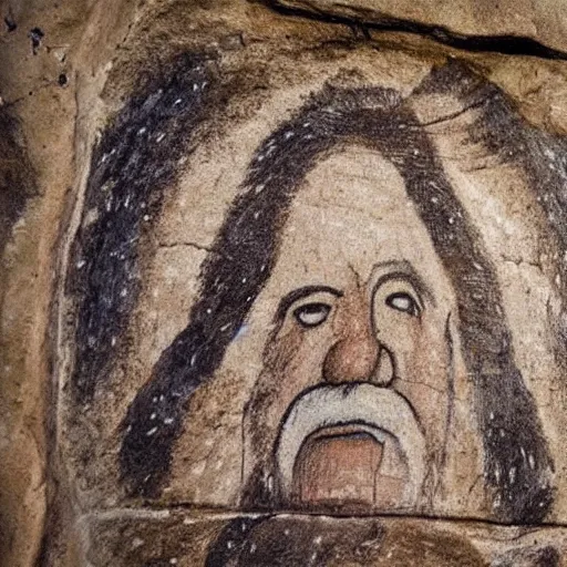 Image similar to paleolithic painting of einstein on a cave wall in altamira