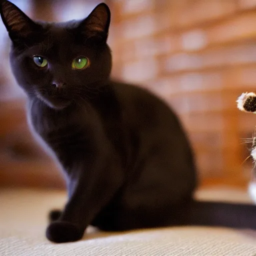 Prompt: dslr photograph of a cat holding cigar