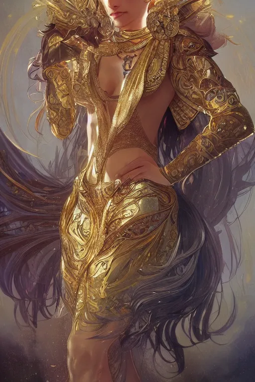 Prompt: a beautiful horse, gold jewellery, dnd, fantasy, intricate, elegant, highly detailed, digital painting, artstation, concept art, smooth, sharp focus, illustration, art by artgerm and greg rutkowski and alphonse mucha