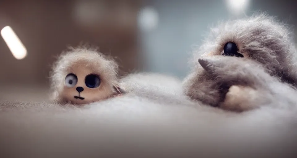 Image similar to adorable fuzzy baby creature, starwars, sci fi, soft lighting,