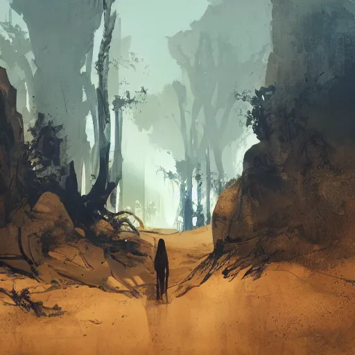 Image similar to a door in the desert leads to forest on the other side, dramatic lighting, illustration by greg rutkowski, yoji shinkawa, 4 k, digital art, concept art, trending on artstation