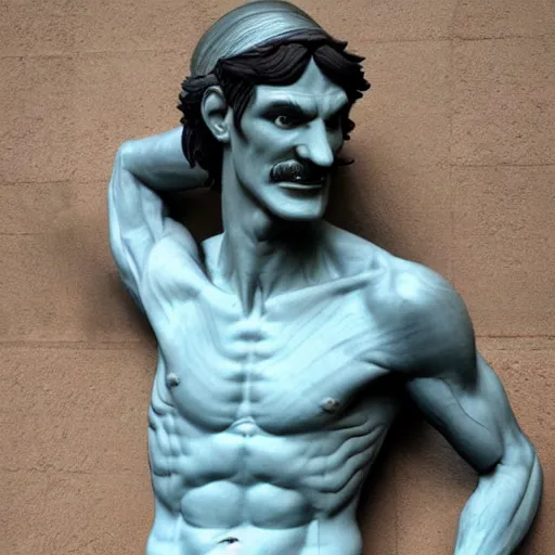 Prompt: waluigi sculpted as David by Michelangelo