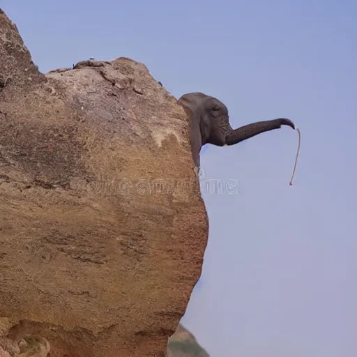 Prompt: jumping elephant falling jumping off cliffside, golden ratio, rule of thirds extreme close - up video stock image