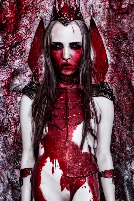 Image similar to the blood crown queen wear the scarlet armor, cinematic lighting, various refining methods, micro macro autofocus, ultra definition, award winning photo