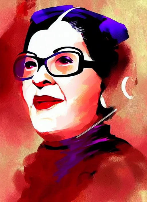 Prompt: portrait of oum khalthoum digital painting, artstation by bill sienkiewicz