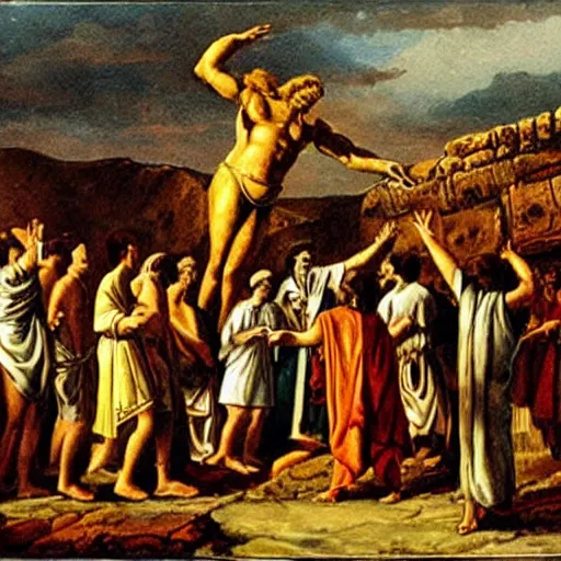 Prompt: israelites worshipping the golden calf