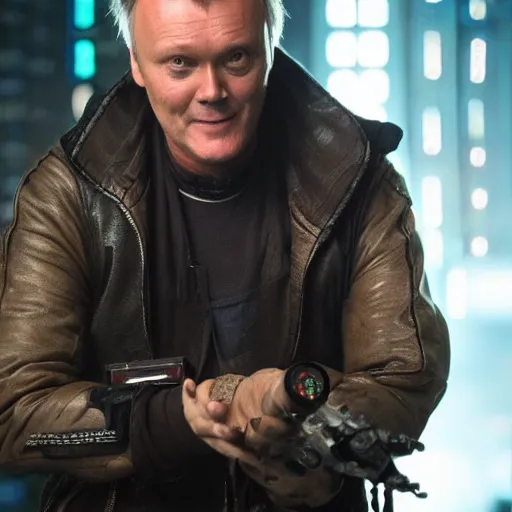 Image similar to Anthony Head as Cyberpunk Uther