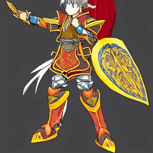 Image similar to warrior of sun, anime style, full armor