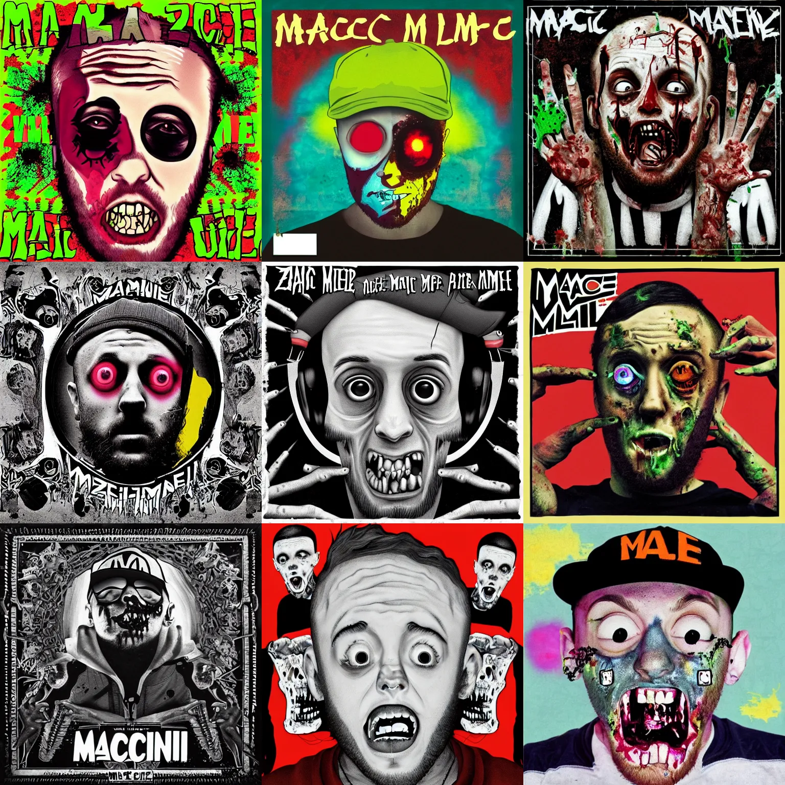 Prompt: mac miller zombie album cover