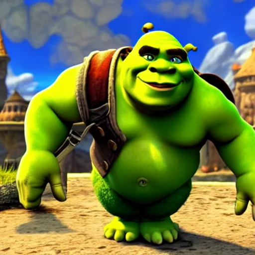 Prompt: shrek in super smash bros ultimate, highly detailed, extremely high quality, hd, 4 k, 8 k, professional photographer, 4 0 mp, lifelike, top - rated, award winning, realistic, detailed lighting, detailed shadows, sharp, no blur, edited, corrected, trending