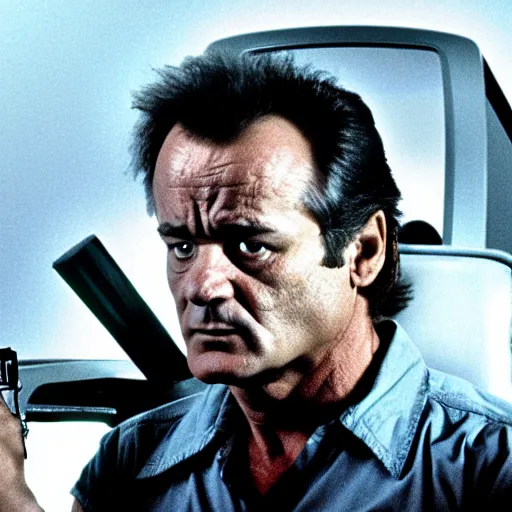 Image similar to bill murray starring as the terminator, movie still, 8 k