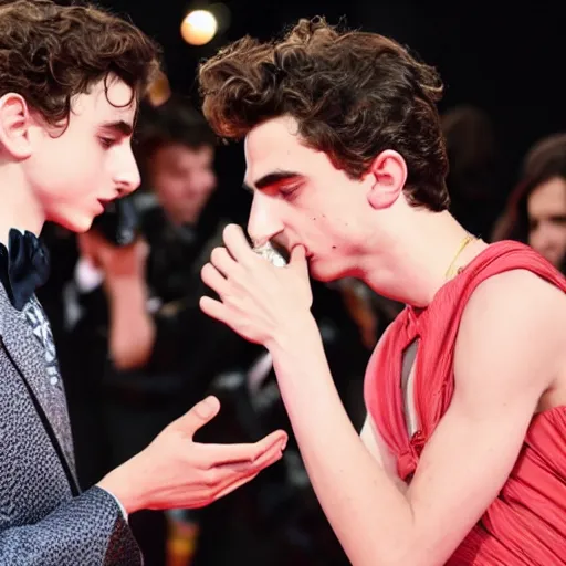 Image similar to timothee chalamet blowing a kiss