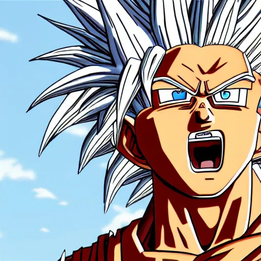 Image similar to ultra realistic portrait painting of bernie sanders as super saiyan goku, art by akira toriyama, 4 k, dragon ball artstyle, cel shaded, highly detailed, epic lighting