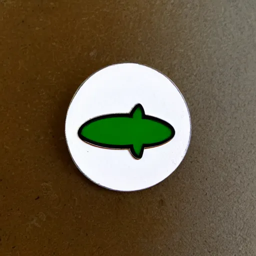 Prompt: a retro minimalistic circle enamel pin depicting an exploding jalapeno, use of negative space allowed, smooth curves