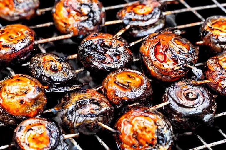 Prompt: roasted eyeball in barbeque, 4k