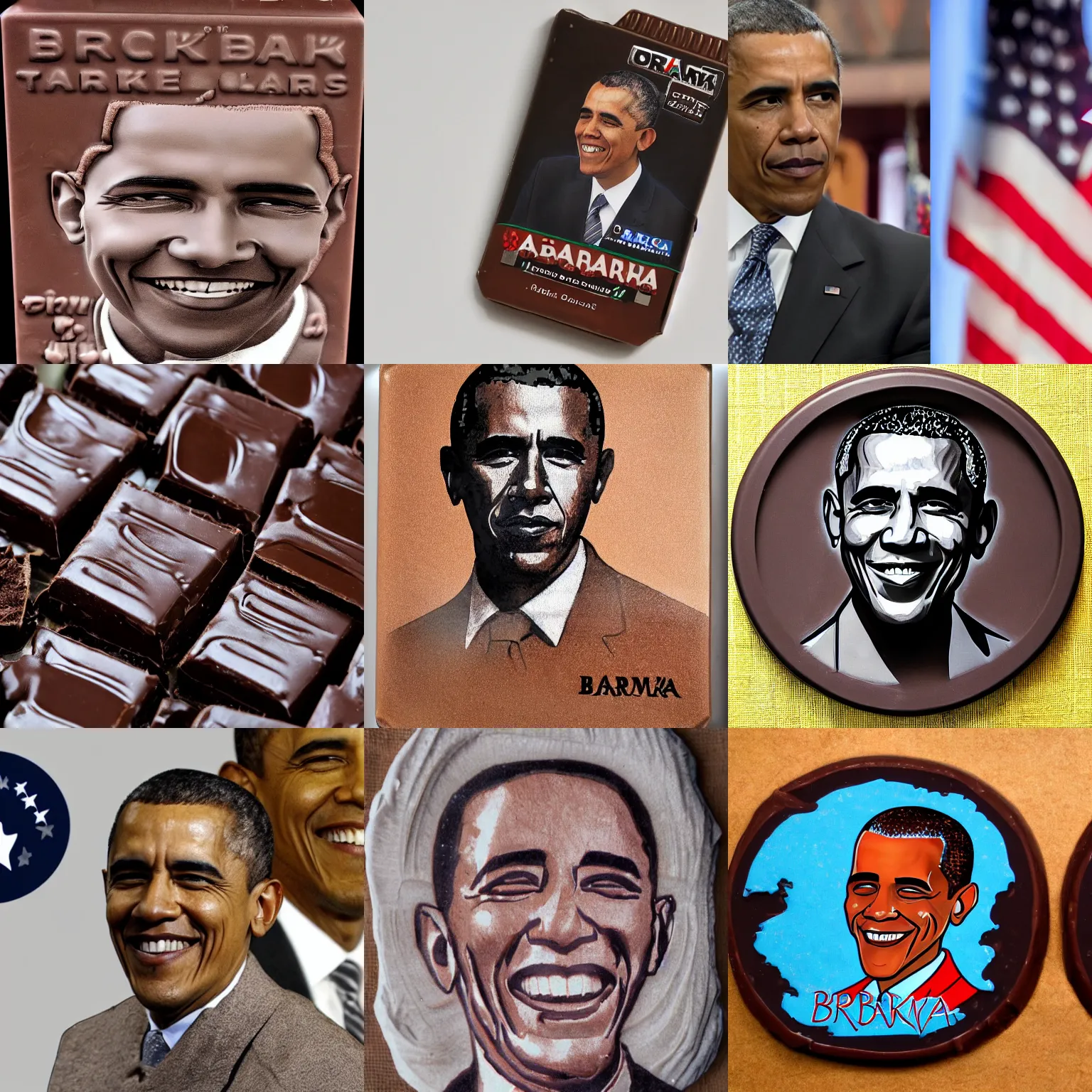 Prompt: dark chocolate relief of barak obama