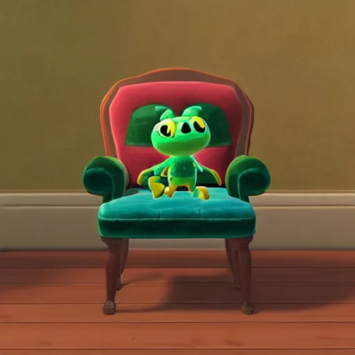 Prompt: portrait of froggy chair animal crossing