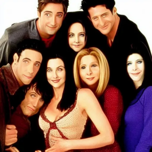 Image similar to the cast of friends as the adams family