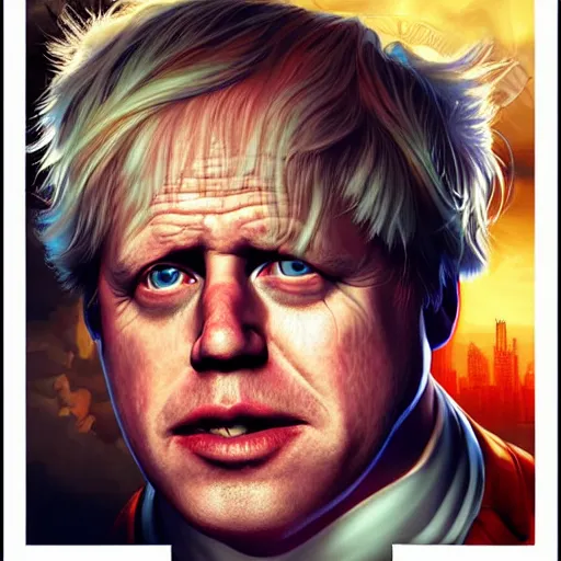 Prompt: lofi biopunk Boris Johnson portrait Pixar style by Tristan Eaton Stanley Artgerm and Tom Bagshaw.