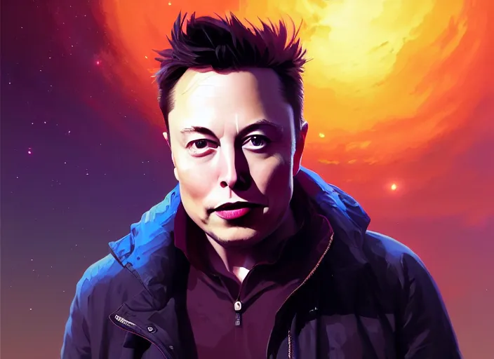 Image similar to highly detailed portrait of elon musk, in no game no life, stephen bliss, 8 k, unreal engine, fantasy art by greg rutkowski, loish, rhads, ferdinand knab, makoto shinkai and lois van baarle, ilya kuvshinov, rossdraws, tom bagshaw, global illumination, radiant light, detailed and intricate environment