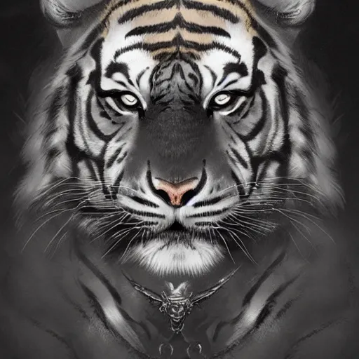 Image similar to the god of Tiger,human, artstation