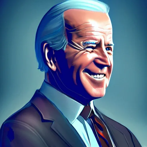 Image similar to joe biden with glowing white eyes, artstation