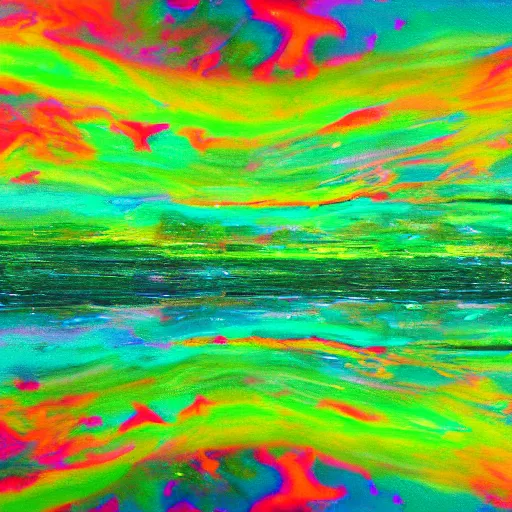 Image similar to green sky psychedelic landscape